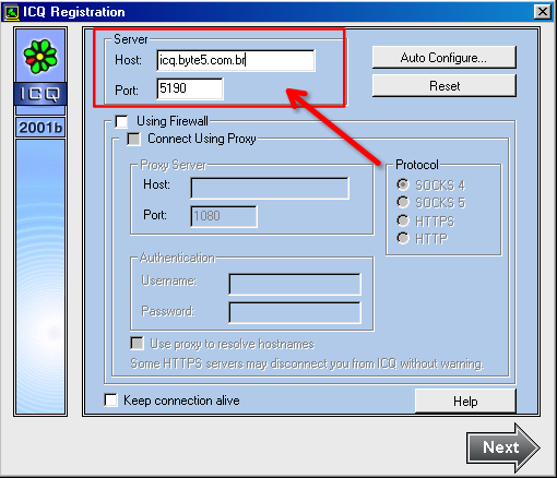 Enter Host and Port