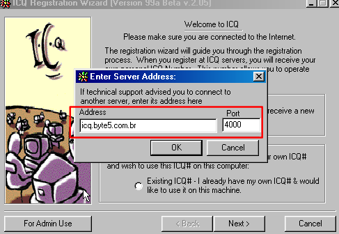Enter Server Address